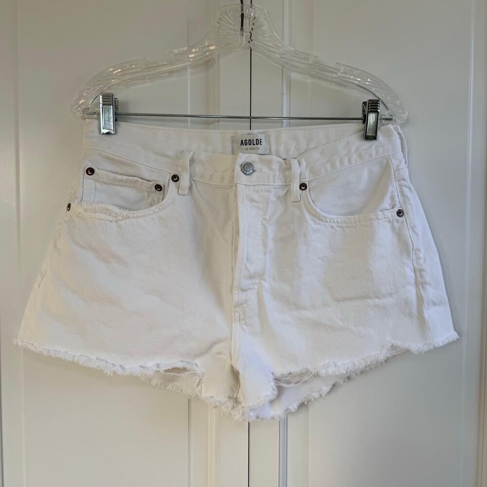 Agolde white jean button-fly shorts size 29 100% organic cotton